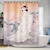Luxury Vintage Floral Shower Curtain with Birds Print for Bathroom Decoration Peach Pink White Colorful Bath Rug Set Home Waterp