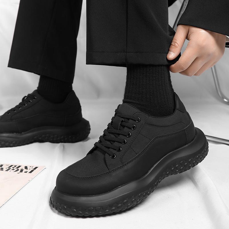 

Нишевая обувь с толстой подошвой, спортивная парусиновая обувь для мальчиков, японские ретро-уродливые милые туфли с большой головой, чисто черные туфли для инструментов 38 чёрный