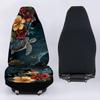 Bulopur Multicolor Polyester Universal Fit Car Truck SUV Van Automotive Seat Covers, 2pcs Front, Hibiscus Floral & Sea Turtle Print