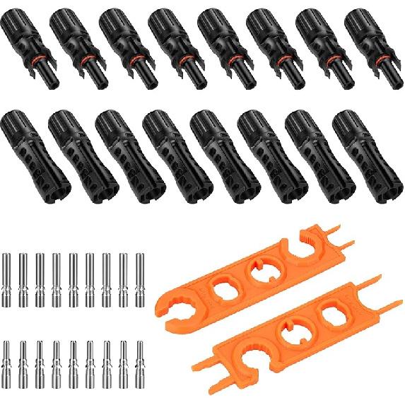 16 шт. Солнечные разъемы 8 AWG с гаечными ключами, 8 пар разъемов для солнечных панелей (папа/мама) (8 пар солнечных разъемов 8 AWG) 8 Pairs 8AWG Solar Connec