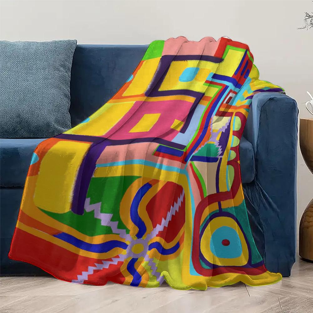 Colorful Abstract Geometric Pattern Kids Blanket Soft Fleece Throw Bed Sofa Decorative Throw Blanket