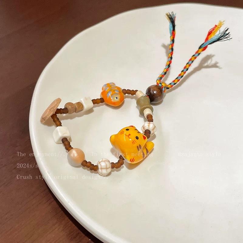 Summer Cute Cartoon Robot Colored Beaded Bracelet