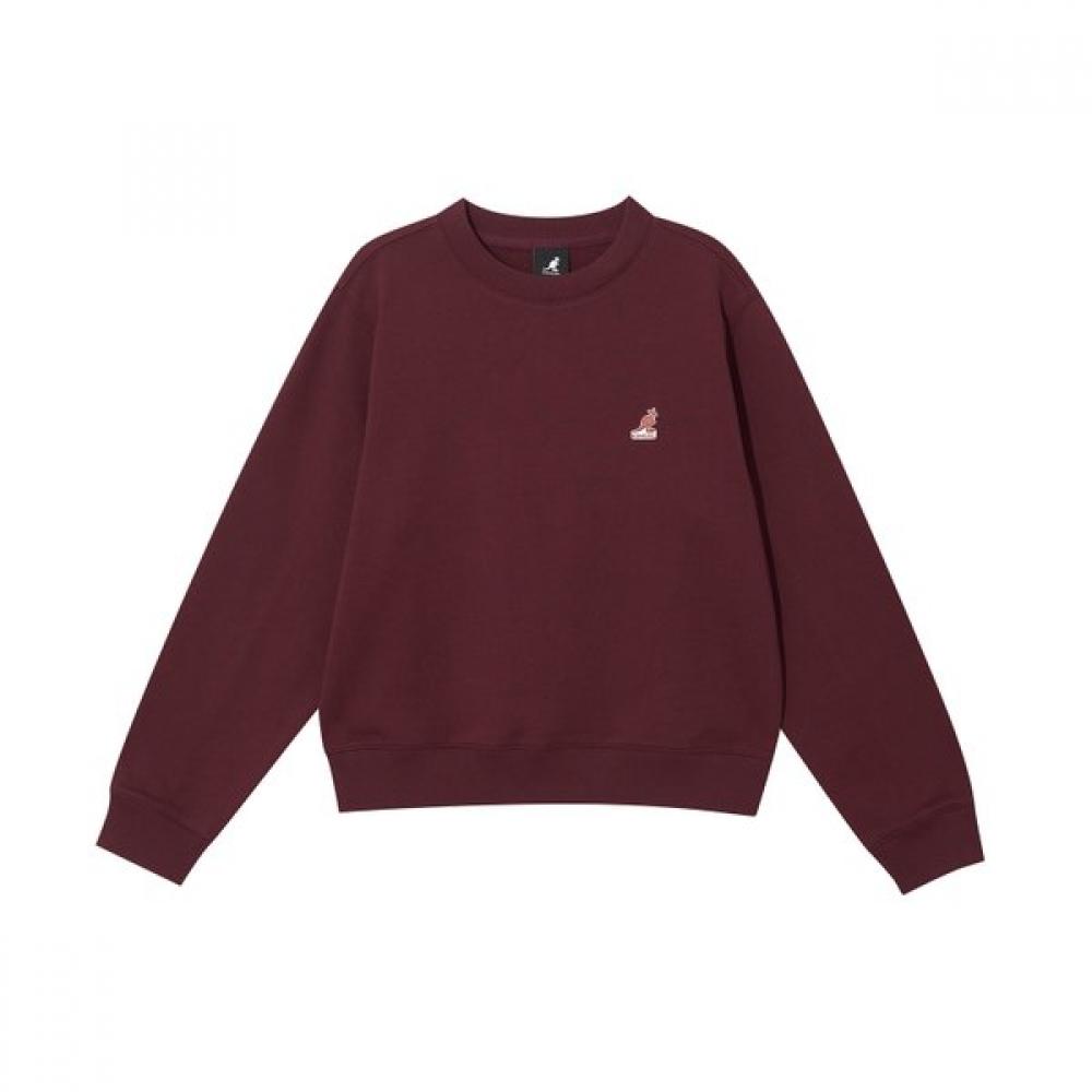 Kangol Women S Semi overSized SweatShirt Diagonal Lettering 1794 Burgundy SS
