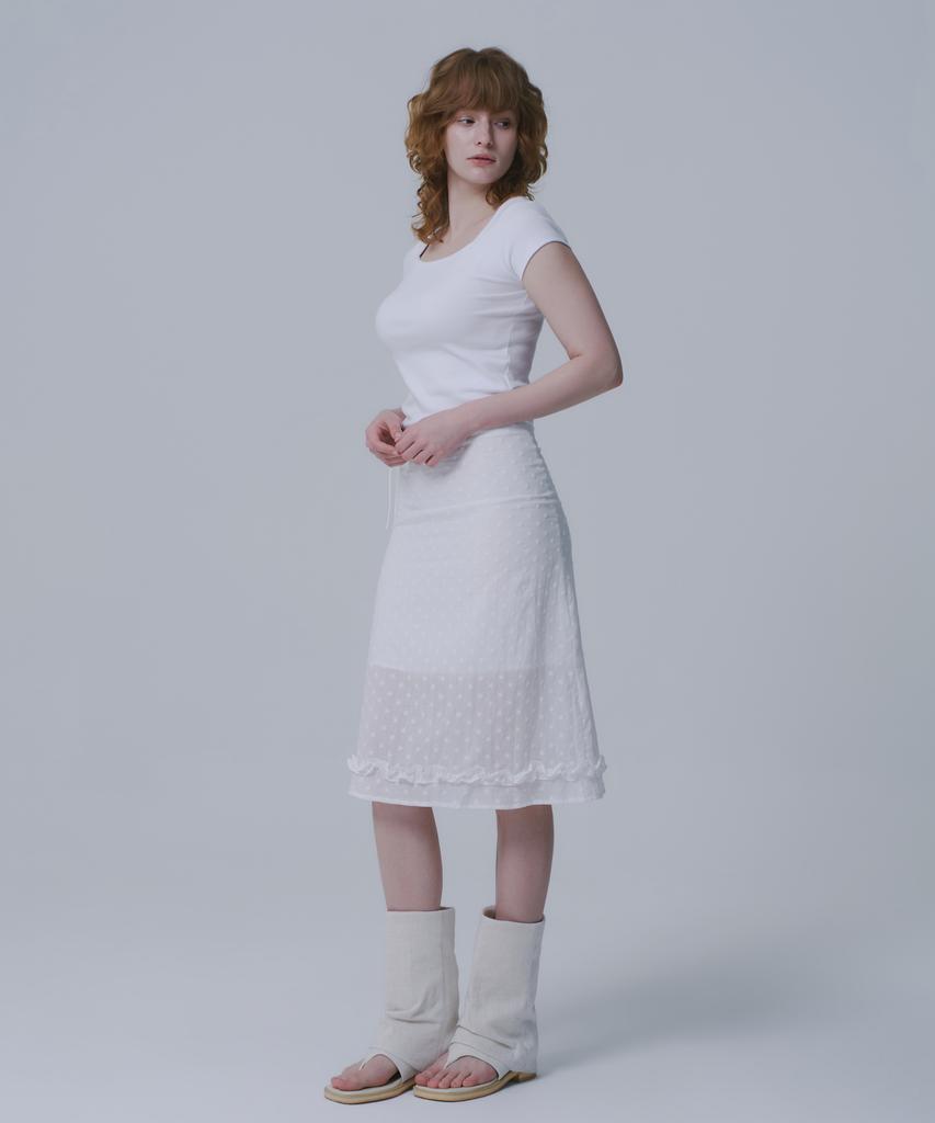 War For Woman Wsk-06 Jacquard Midi Skirt_White