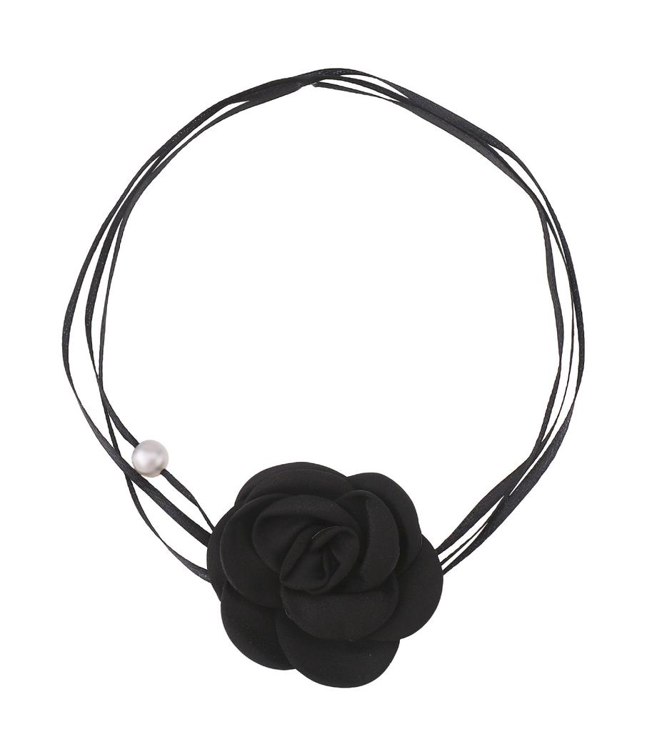 Sweet Fabric Colorful Flower Neck Chain Female Ins Wind Bow Rope Necklace Collarbone Chain Choker