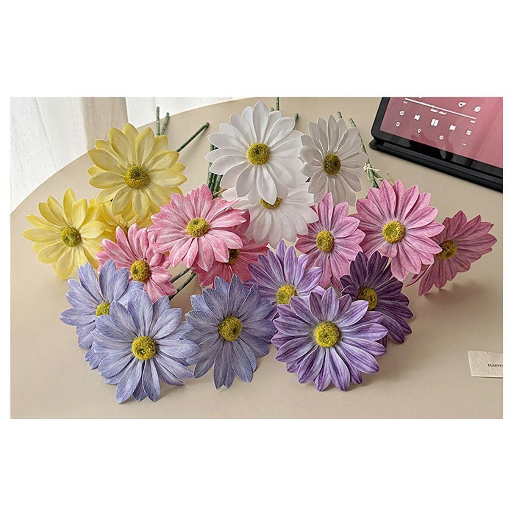 3PCS/Bundle 3D Printed Simulation Flower Chrysanthemum Sunflower Real Touch Flowers  Home Decoration