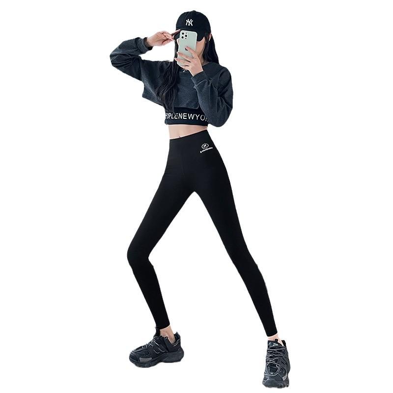 High Waist Tummy-Control Yoga & Cycling Pants - Elastic, Close-Fitting, Shark Design.