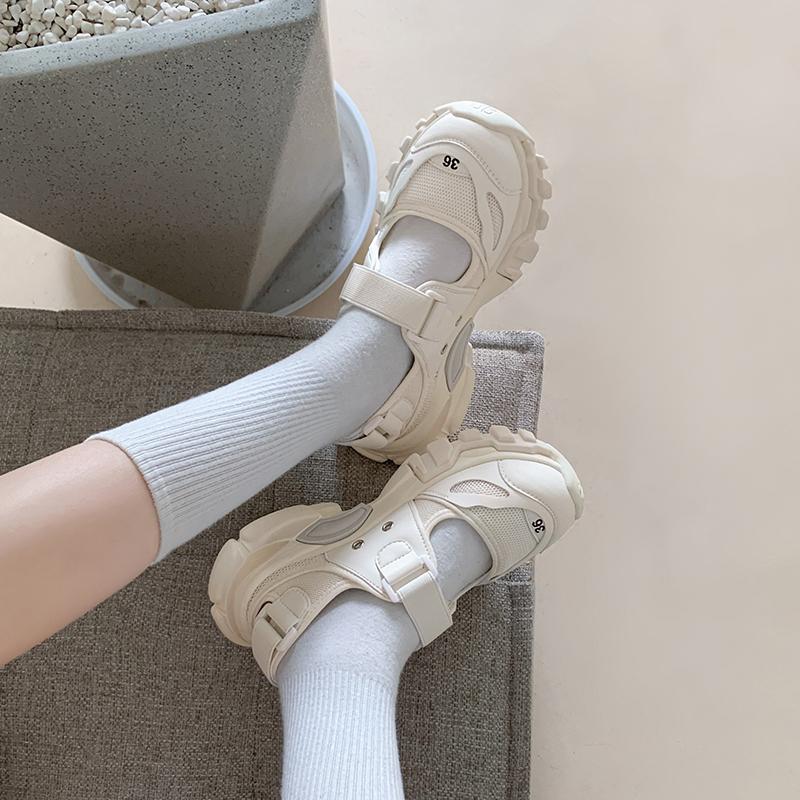 Fashion 2025 Outdoor Mesh Women's Vulcanize Shoes Platform Breathable Women Sneakers Comfortable & Versatile Hollow Ladies Casual Sandal