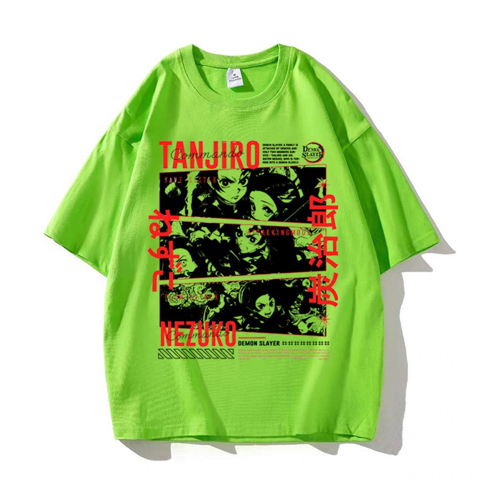 Japanese Anime T Shirt Demon Slayer Men Clothing Nezuko Kawaii Tees Tanjirou O-Neck High Quality Cotton Graphic Tshirt Manga