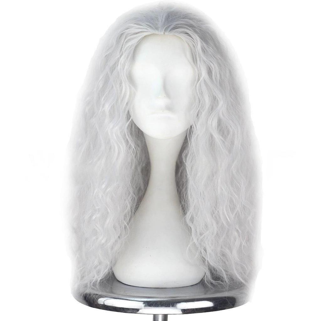 Anime Cosplay Wig - White Witch Black Gray Fluffy Long Curly Hair for Christmas and Easter