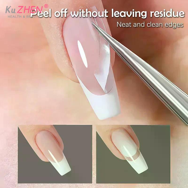 Fully Transparent Hollow French Nail Stickers Spray Painting Stencil French Edges Templates Patting Glue Adhesive Auxiliary Tool