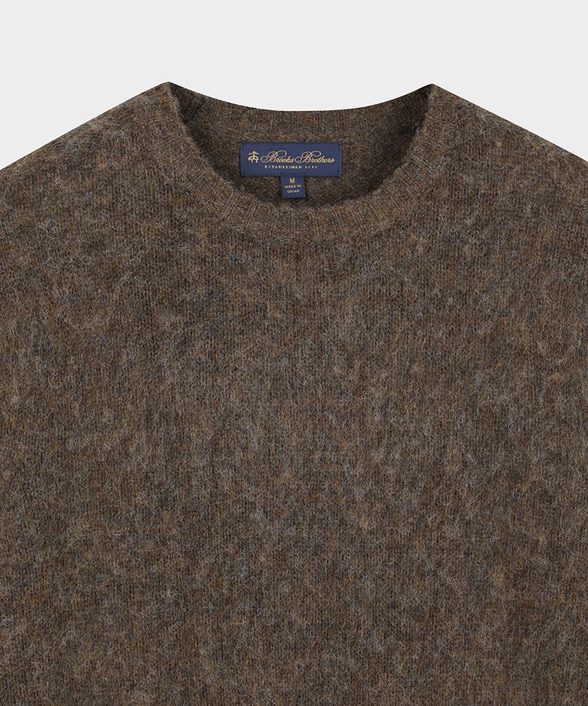 BROOKS BROTHERS Brushed Wool Classic Sweater (Brown) (Bbwrmm42844Ew)
