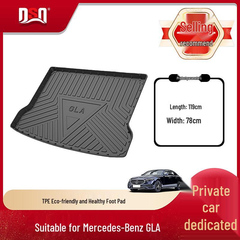 Mercedes-Benz GLA Trunk Mat (2014-2024): Waterproof, Wear-resistant Tail Box Mat. Black TPE Trunk Mat
