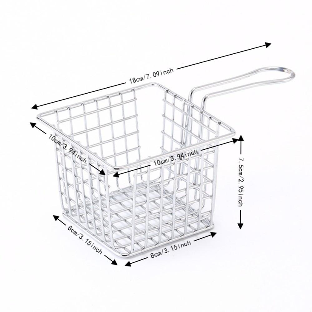 Iron Fryer Basket Silver Rose Gold Gold Frying Strainer French Fry Holder Restaurant Home Kitchen