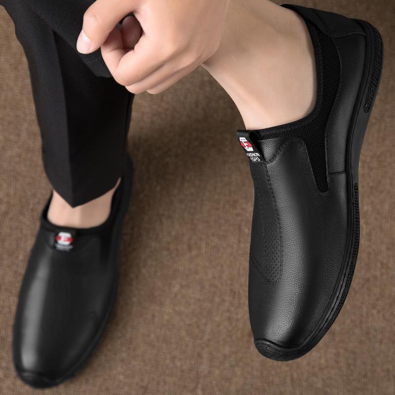 Genuine Leather Shoes Men'S Spring Autumn Breathable British Men Business Casual Loafers Shoes Soft Sole All-Match Mens Shoes