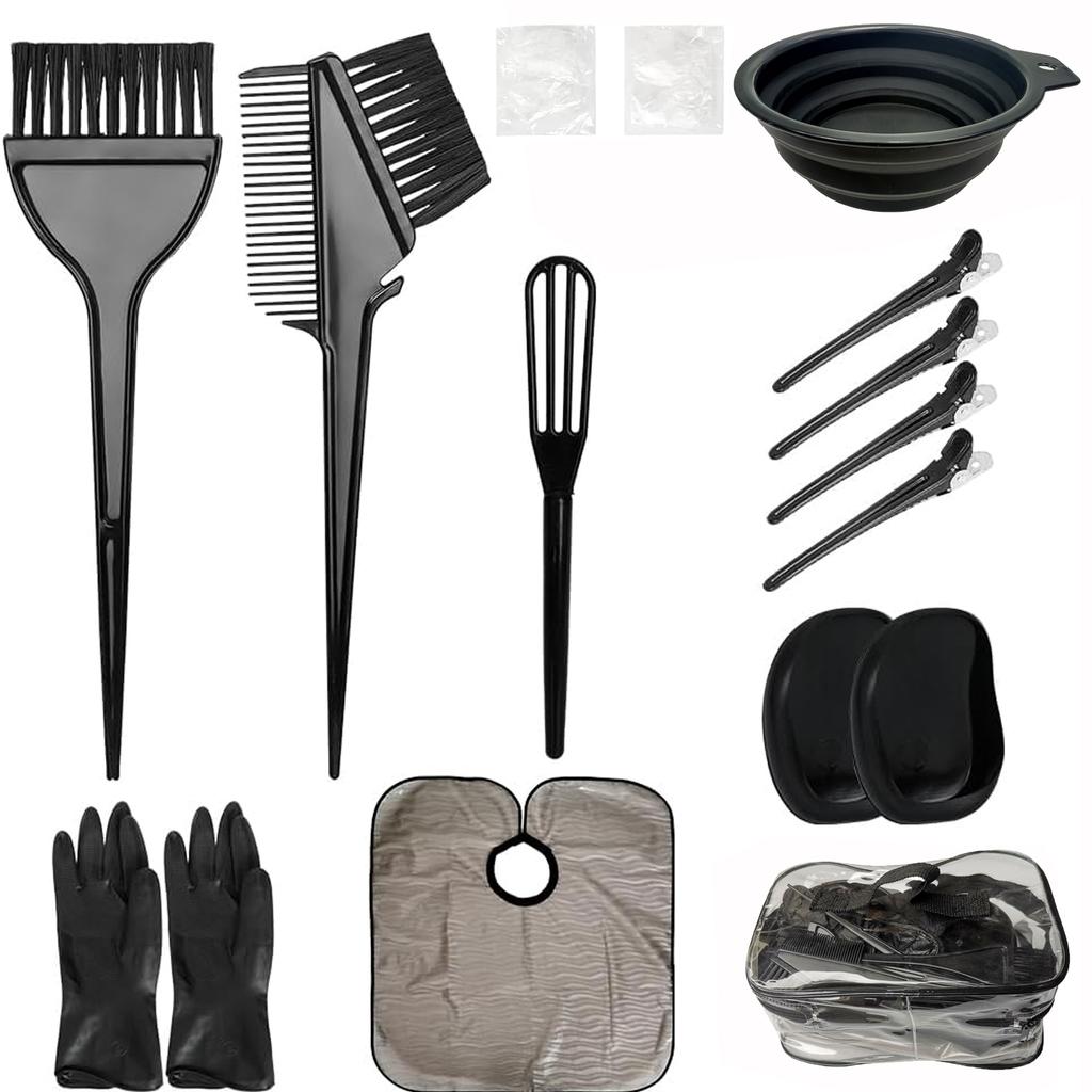 Hair Bleach Coloring Kit - Professional Hair Dye Brush, Comb, Hair Color Bowl, Agitator, Cape, Hairclips Hair Highlighting Tools