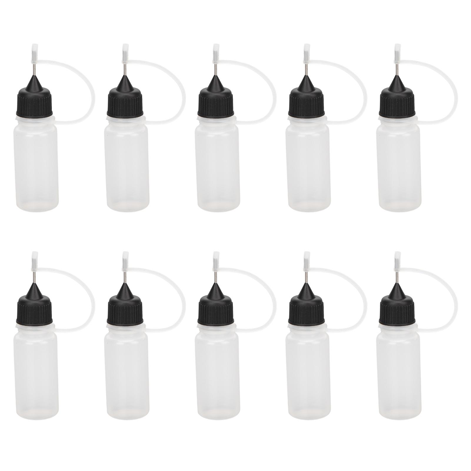 10pcs Needle Tip Applicator Bottle 10ml Soft Translucent Needle Tip Squeeze Bottle for Tattoo Ink