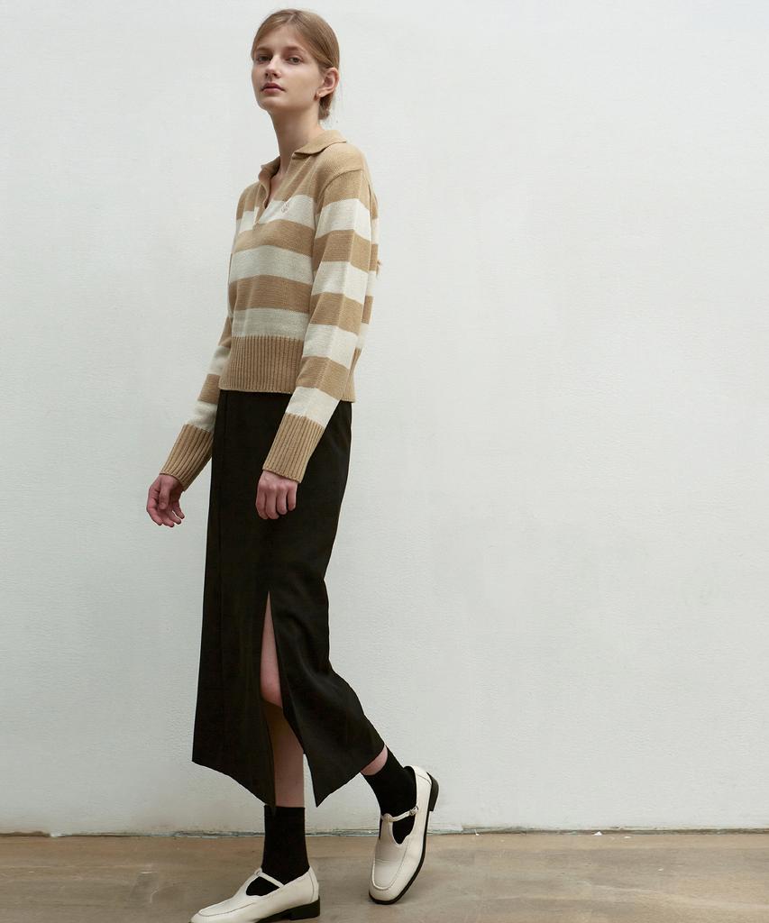 Nigaennikol H-Line Slit Skirt_Black
