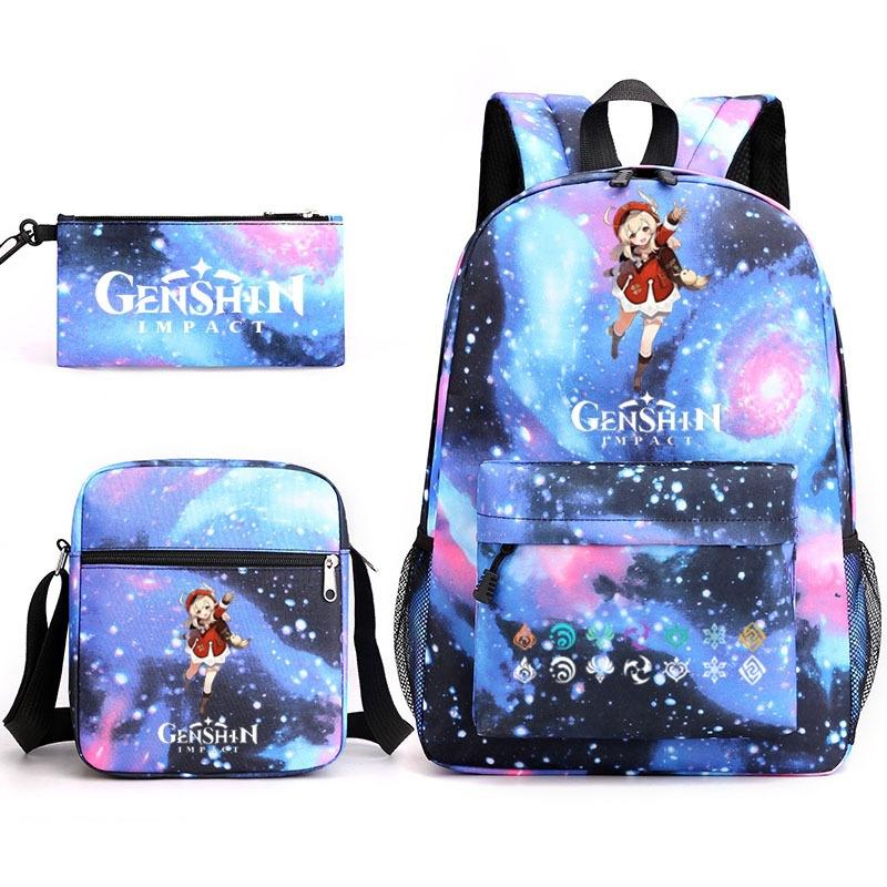 Genshinimpact Yuanshen School Bag Three-Piece Pencil Case Shoulder Bag Backpack