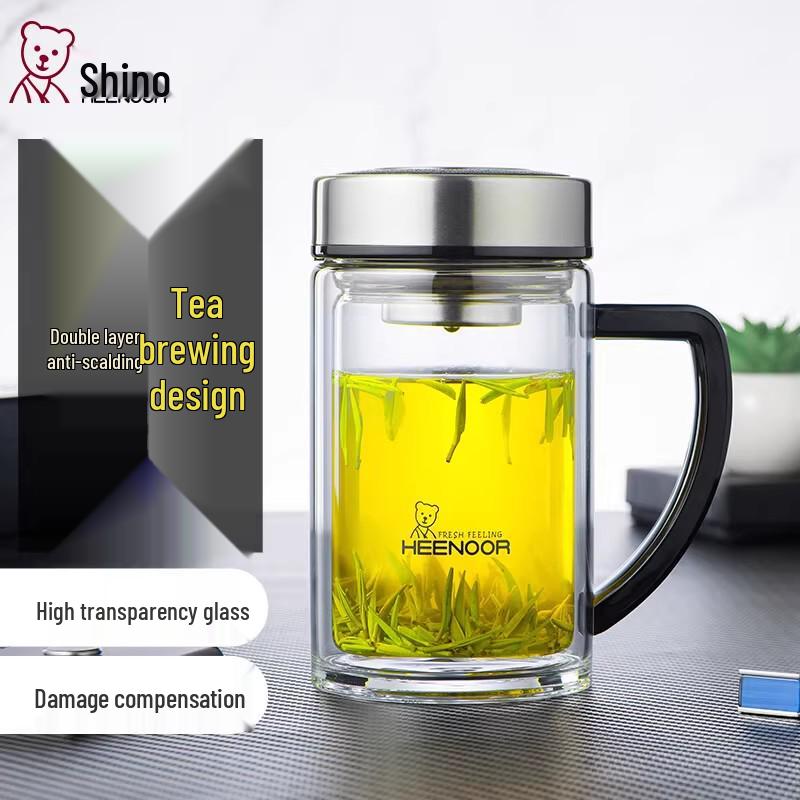 Xinuo Glass Water Cup with Handle - Suitable for Men and Women, Ideal for Home or Office, Comes with Gift Box.