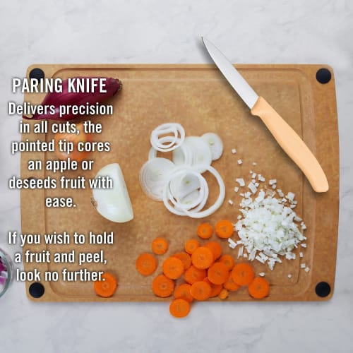 VICTORINOX Knife Peeler Set, Petty Knife and Vertical Peeler Set of 3, Set of 3, Vertical Light Orange, Colored Tool Set To Color Your Kitchen, Dishwa