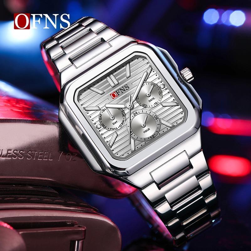 OFNS Fashion Men's Quartz Watch Elegant Clock Calendar Luminous Wristwatch Business Casual Watches