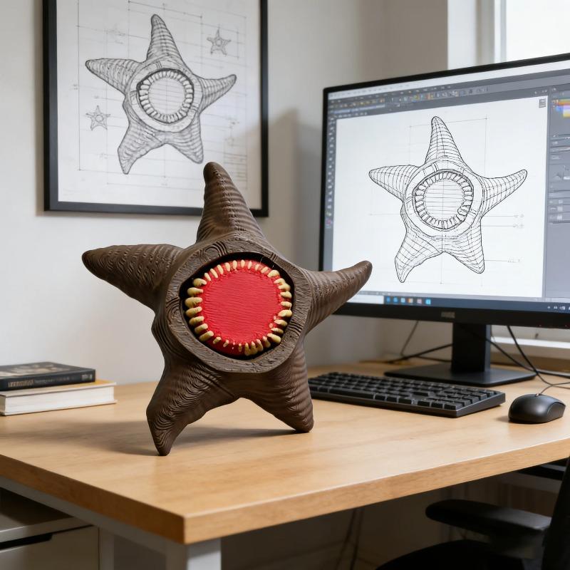 Bloop Sea Monster 3D Printed Flexible Articulated Fidget Toy – Sea Eater Deep Sea Creature Collectible Stress Relief Desk Toy