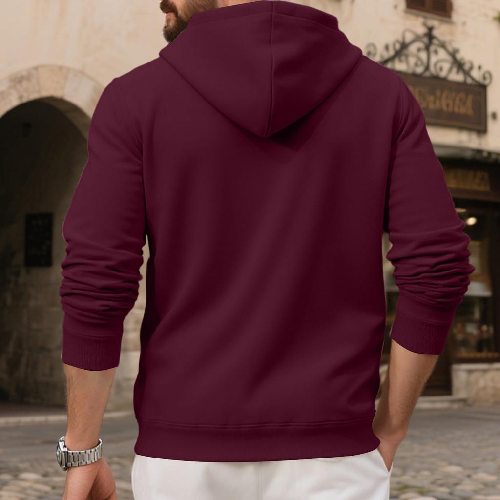 Men's Color Pullover Hoodie Sweatshirt for Casual Daily Wear
