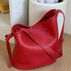 Summer New Niche Lychee Pattern Soft Leather Simple Bucket Bag Fashionable Single Shoulder Underarm Bag Women