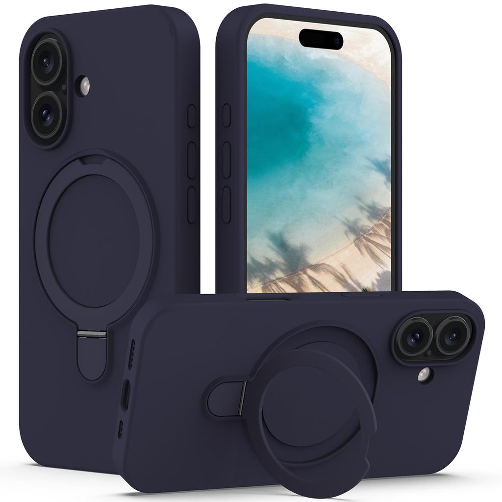 For iPhone 16 Case Compatible with MagSafe Kickstand PC+Silicone Phone Cover