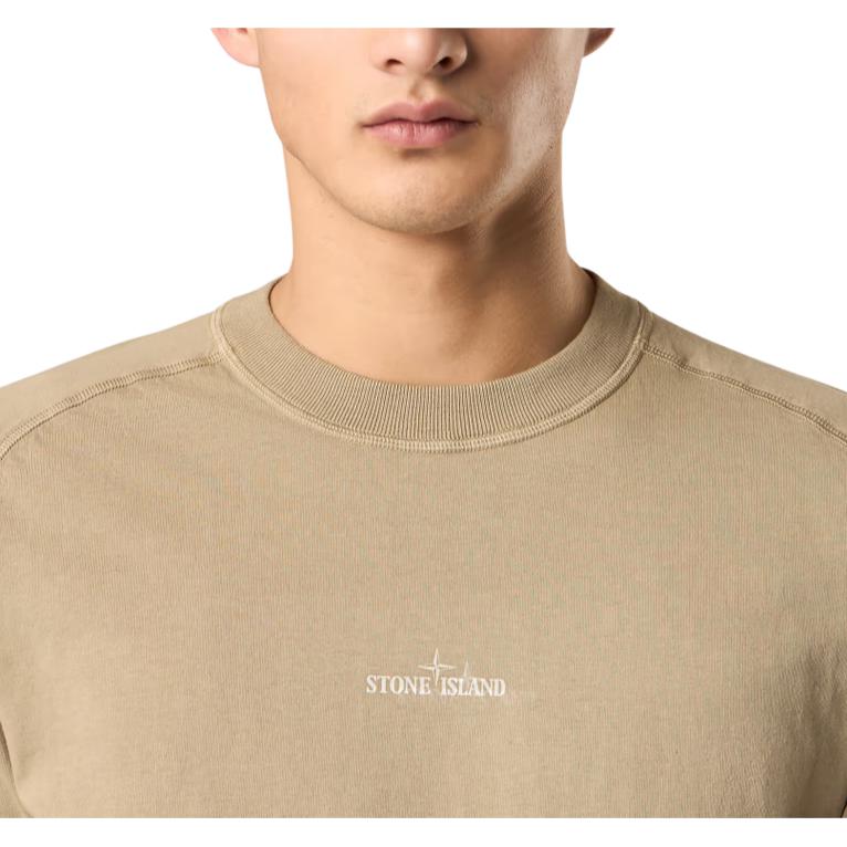STONE ISLAND Maglietta da Uomo con Logo, Vestibilità Slim, Girocollo, Manica Corta Raglan, Top, Giallo Sabbia K2S152100037S0241V009A