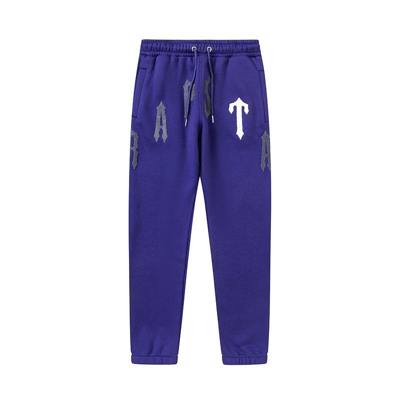 Foreign trade new rainbow color matching letter embroidery velvet loose hooded sweater casual trousers set men and women the same style
