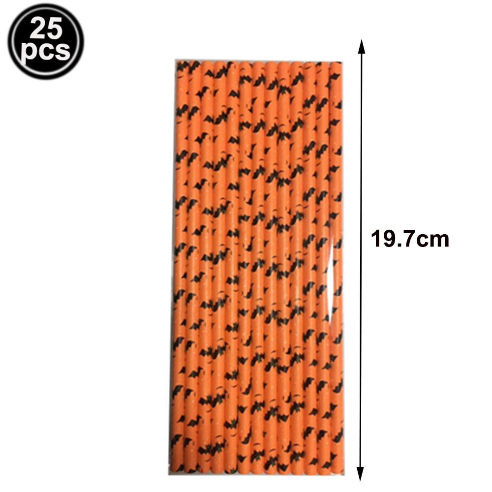 

25 шт. Одноразовые бумажные соломинки на тему Хэллоуина, с рисунком паука, черепа, тыквы, летучей мыши, принадлежности для украшения вечеринки «Счастливого Хэллоуина» 25pcs