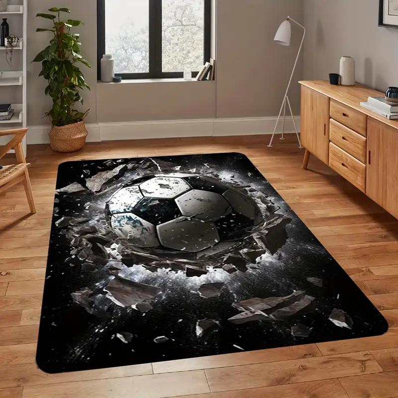 

1pc Soccer-Themed Area Mat with Vibrant Lightning Ball Design Bedroom Playroom School Supplies Classroom Soccer Room Decor 40x60cm