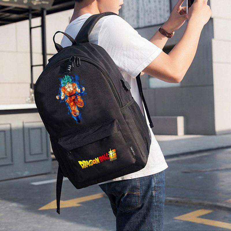 Anime Dragon Ball Black Usb Backpack for Teenager Girl Boy Back To Schoolbag Laptop Bag Daily Book Bag Men Women with Lightweight Bagpack Mochila