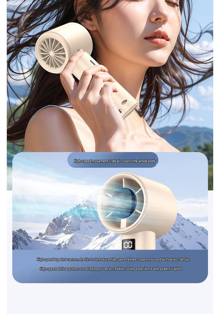USB Handheld Fan with 100-Speed Digital Display for Outdoor Use – High-Speed Turbine Small Fan for Students