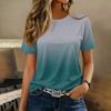 Women's Casual Pullover Short Sleeve T Shirt Gradient Color Crew Neck Top Lightweight Soft Fabric Summer Basic Tee