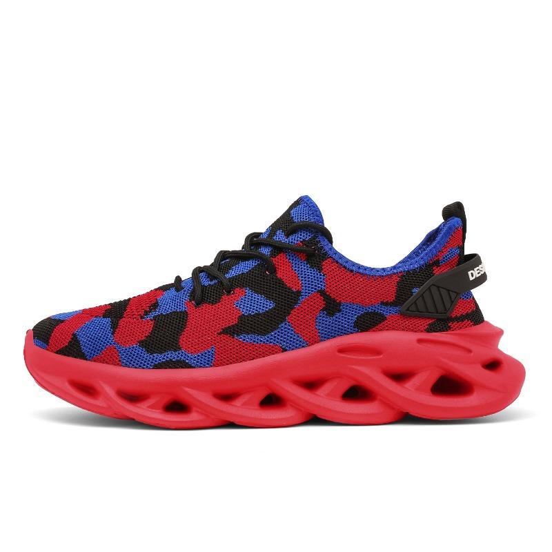 Sneakers Men Mesh Breathable Running Sport Shoes Man Light Soft Thick Sole Hole Mens Shoes Athletic Sneakers for Men Red
