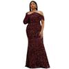 Plus-Size Gown for Curvy Women, Long-Sleeve Mermaid Evening Dress for Weddings, Banquets, and Birthdays, Sexy Evening Gown