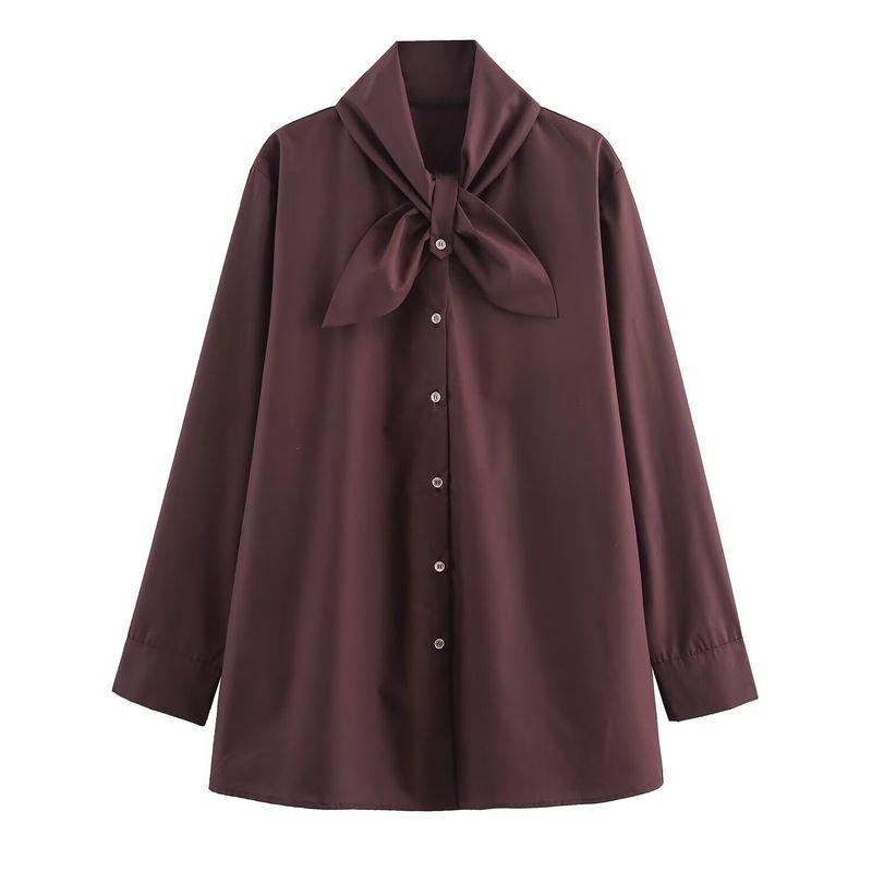 

Zbzr Autumn New Women clothes Western Style Fashion Temperament Design Sensitive and Diligent Style Loose Shirts- Burgundy L