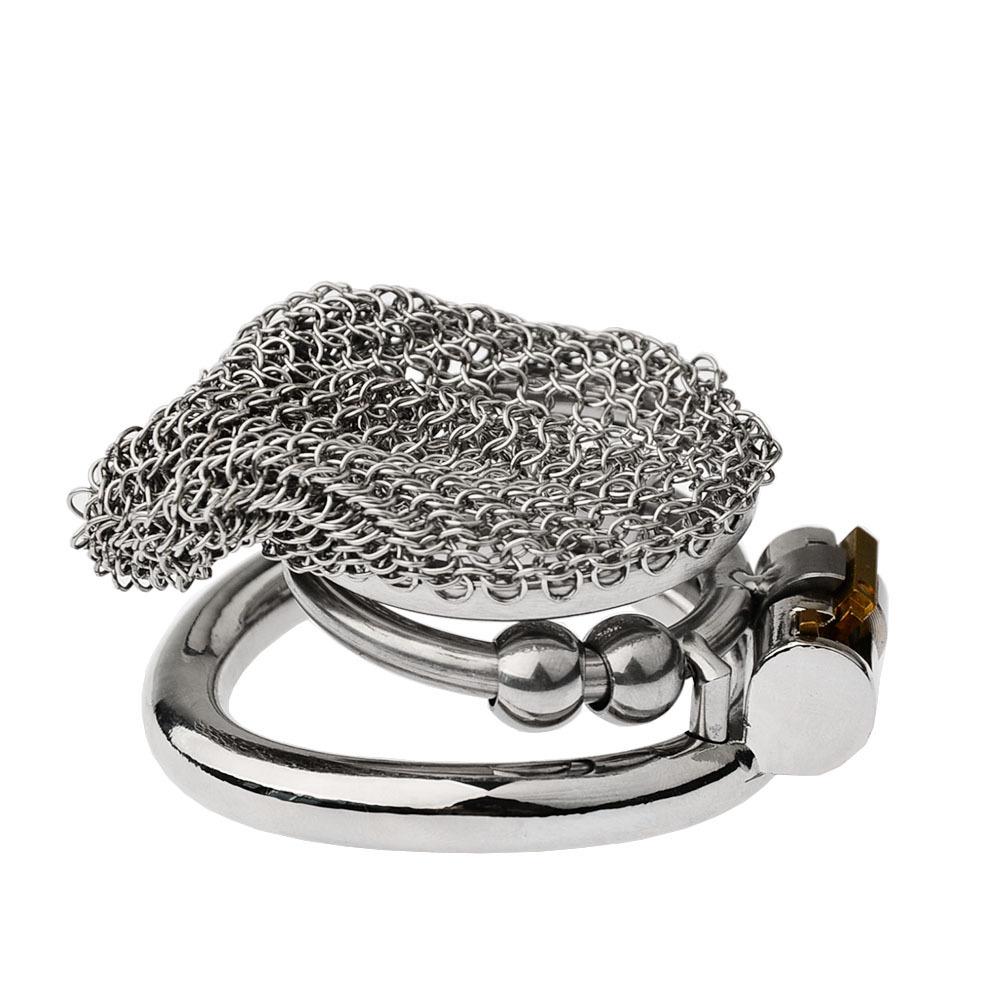 Stainless Steel Male Cock Cage Chastity Device Breathable Mesh Chain Locked Penis Cage Hidden Lock 2 Keys 100% Waterproof High