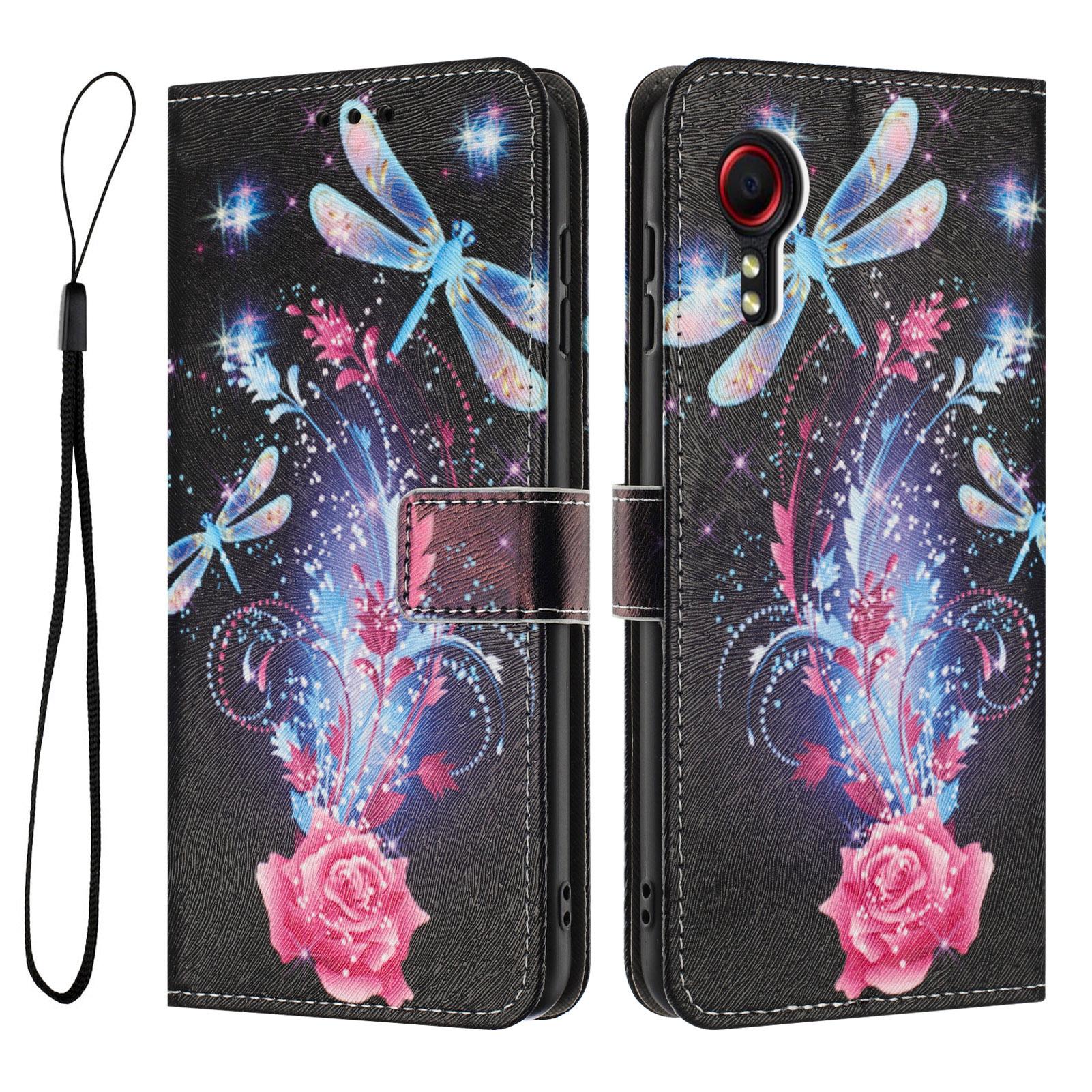

YX-2501 For Samsung Galaxy Xcover7 Case Pattern Printing PU Leather Wallet Phone Cover with Lanyard Dragonfly
