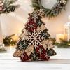 Wooden Holiday Party Decor Quilted Christmas Tree Table Sign, 2D Flat Fabric Patchwork Pattern Desktop Reusable Xmas Sign Ornament, Rustic Farmhouse