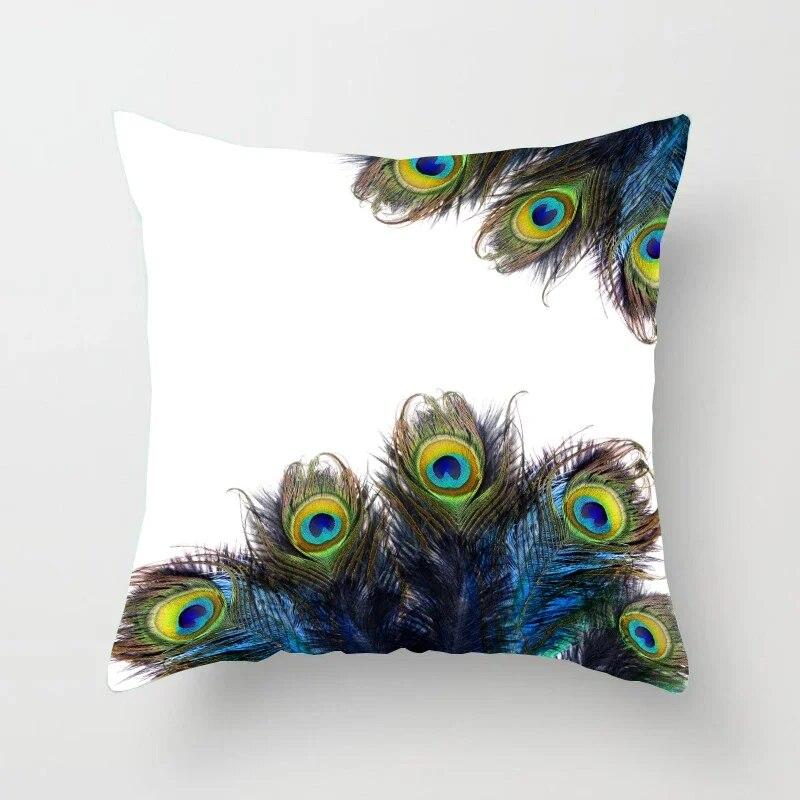 45*45cm Creative Peacock Feather Series Pillowcase Art Life Home Decoration Sofa Office Seat Waist Cushion  Cover