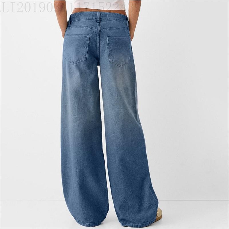 Women's Jeans Solid Color Casual and Versatile Loose Wide-leg Jeans Clothes Sale