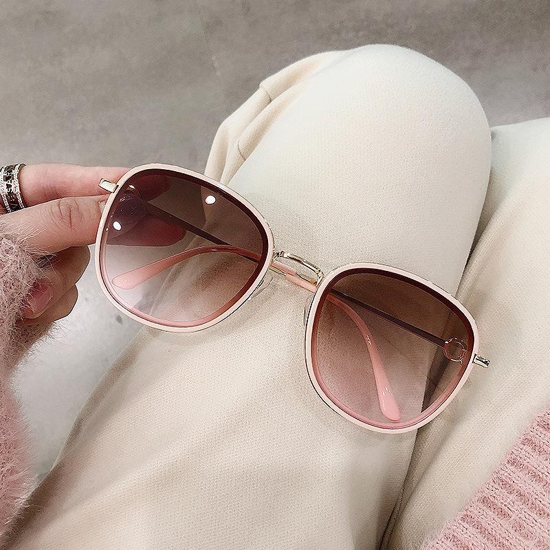 Women'S Sunglasses Round Face Sunglasses Uv Protection Versatile Moisture Protection Sunscreen Big Face Thin Glasses
