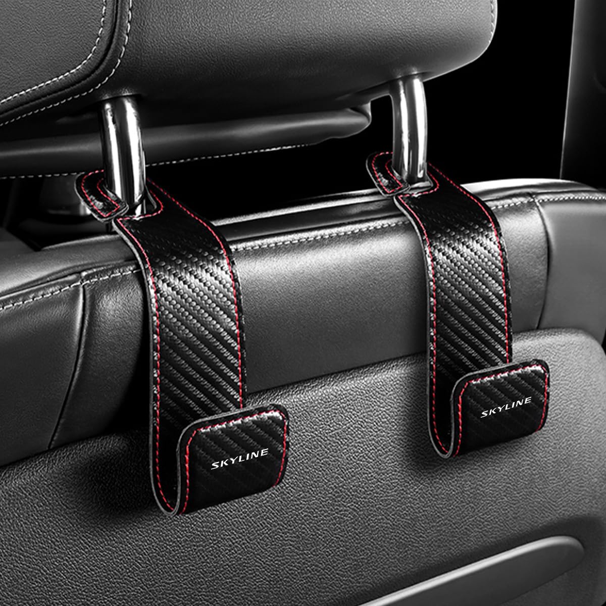 

Skyline Compatible Headrest Hooks with SKYLINE PU Car Luggage Compatible with Skyline 400R GT V37 V36 Car Seat Hidden Seat Interior Accessories for