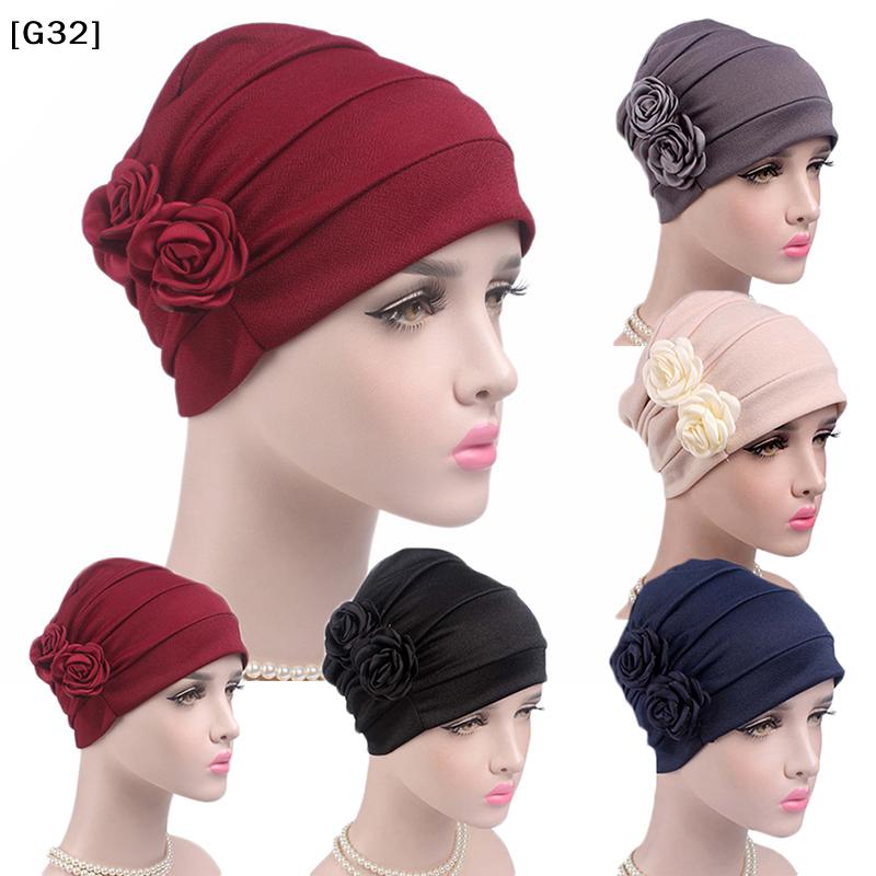 Women'S Elegant Rose Turban Hat, Soft Chemo Head Wrap Cap For Hair Loss, Multiple Colors Available[G32]