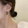 Vintage Black Square Crystal Hoop Earrings for Women 2026 New Shiny Exquisite Zircon Round Earrings Wedding Jewelry Party