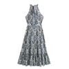 2024 Summer Off-Shoulder Women's Print Halter Dress